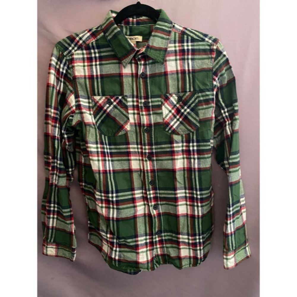 100% cotton green flannel blouse